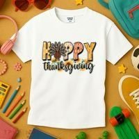 Happy Thanksgiving Turkey Cute Holiday Kids T-Shirt thumb 3