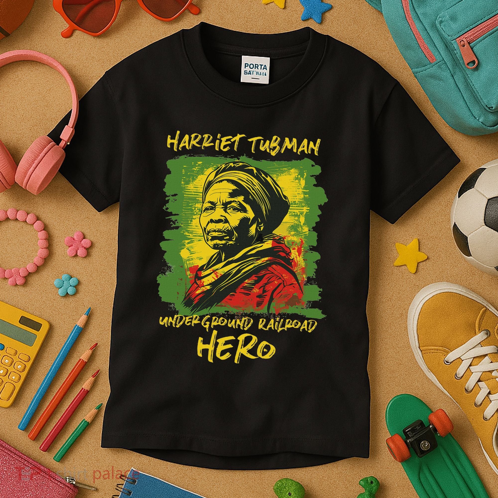 Harriet Tubman Underground Railroad Hero Black History Kids T-Shirt