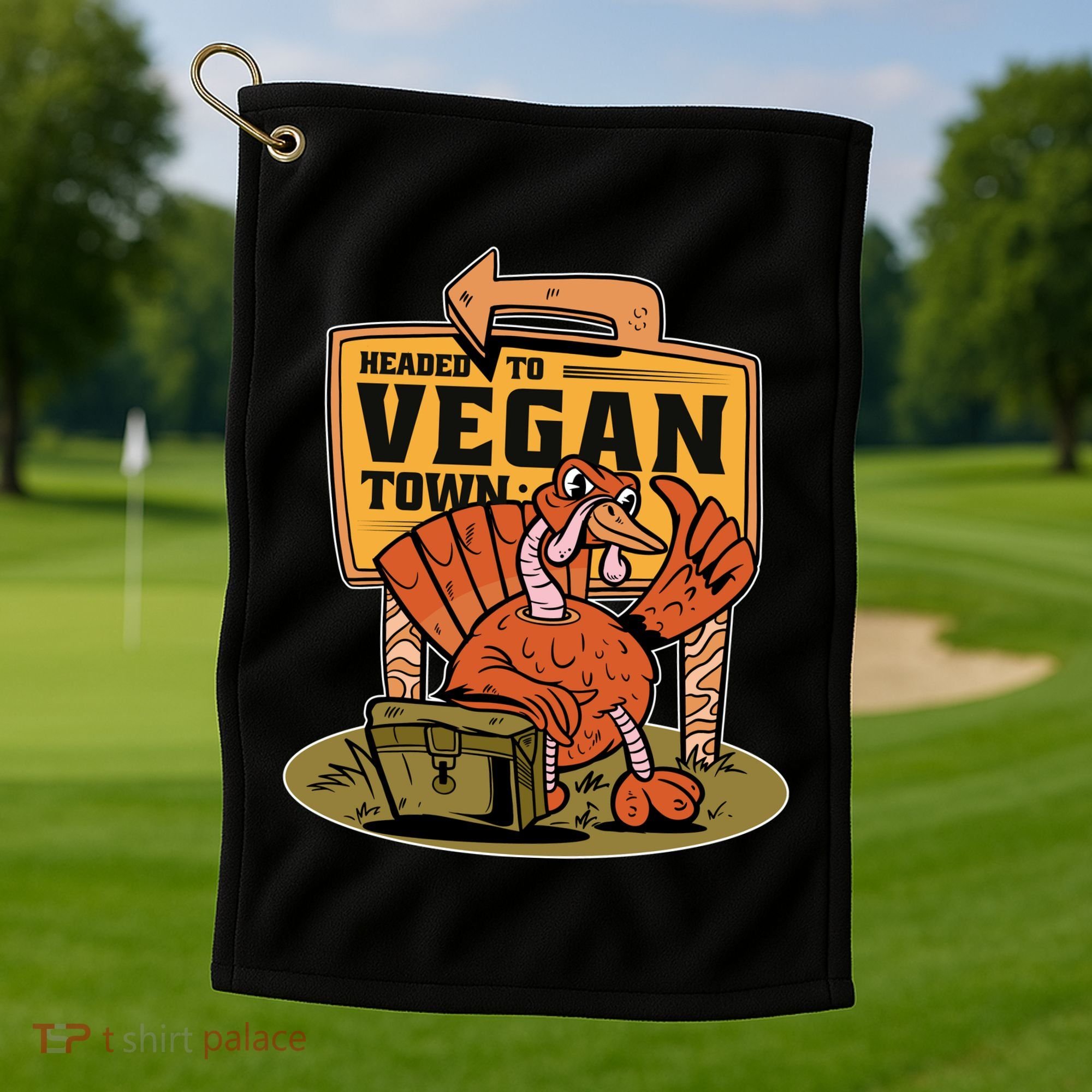 Headed To Vegan Town Chicken Golf Towel