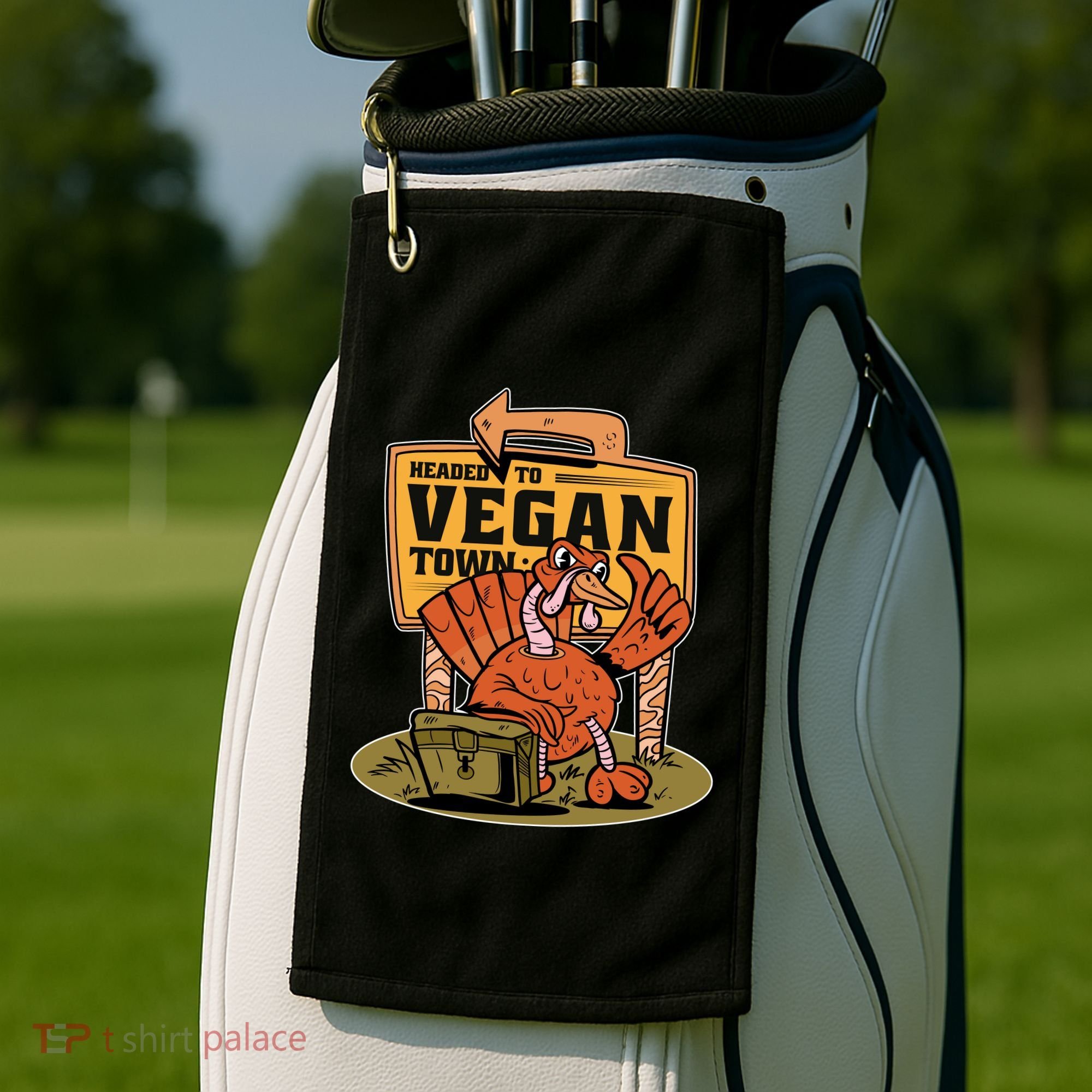 Headed To Vegan Town Chicken Golf Towel