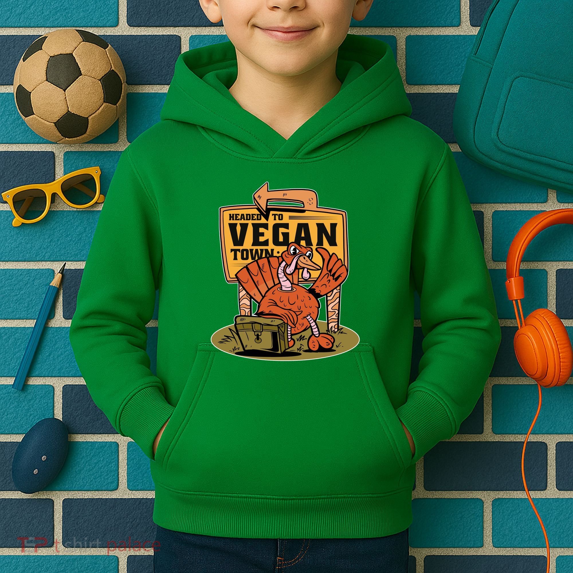 Headed To Vegan Town Chicken Kids Hoodie