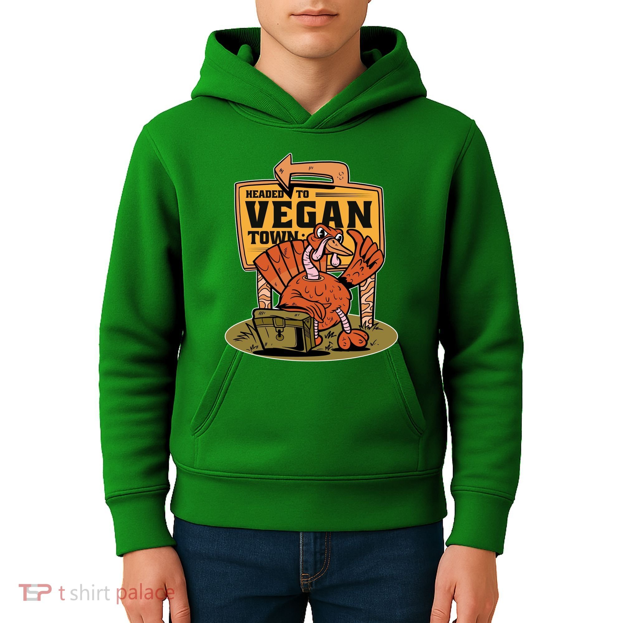 Headed To Vegan Town Chicken Kids Hoodie