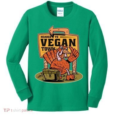 Headed To Vegan Town Chicken Kids Long Sleeve Shirt