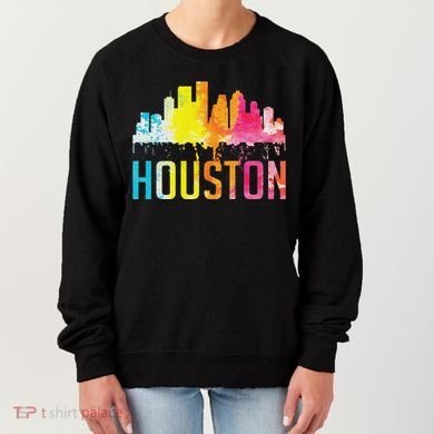 Houston Texas Watercolor Skyline Home State Souvenir Gift Women's Sweatshirt