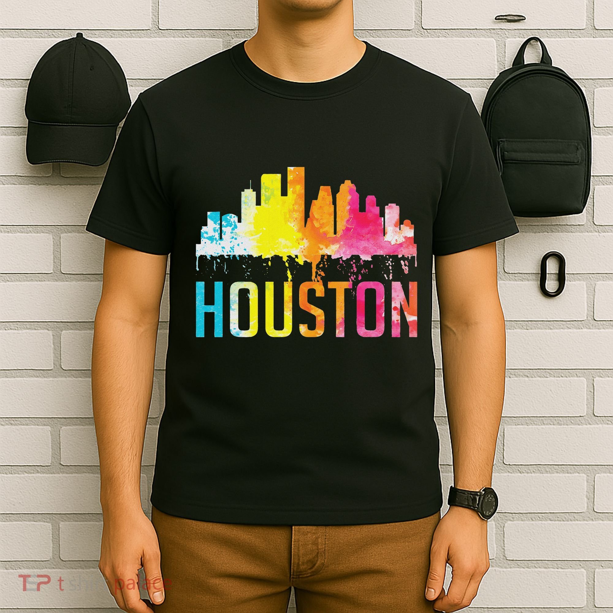 Houston Texas Watercolor Skyline Home State Souvenir Gift T-Shirt