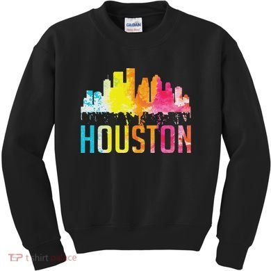 Houston Texas Watercolor Skyline Home State Souvenir Gift Kids Sweatshirt