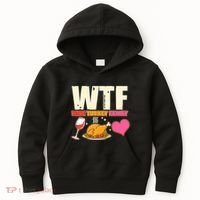 Holiday Time WTF Wine Turkey Family Kids Hoodie thumb 0