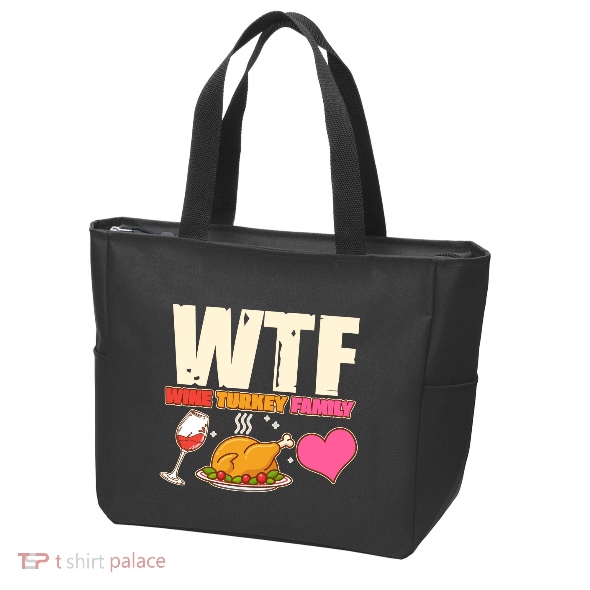 Holiday Time WTF Wine Turkey Family Tote Bag