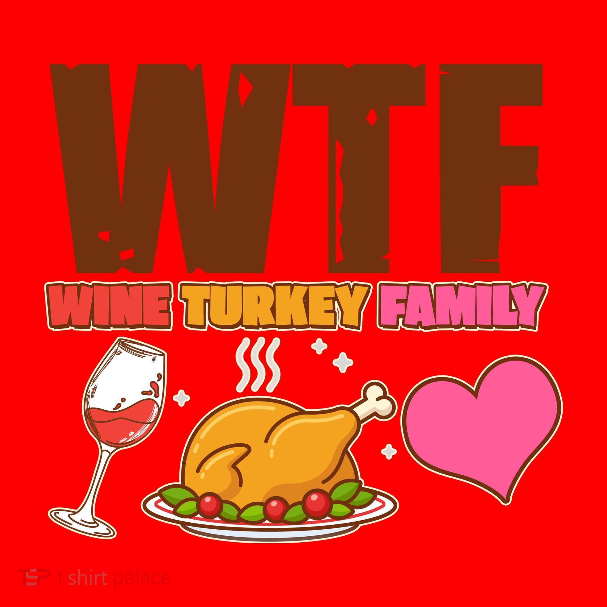 Holiday Time WTF Wine Turkey Family Santa Hat