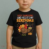 Happy Thanksgiving Yes Its My Birthday Turkey Toddler T-Shirt thumb 2