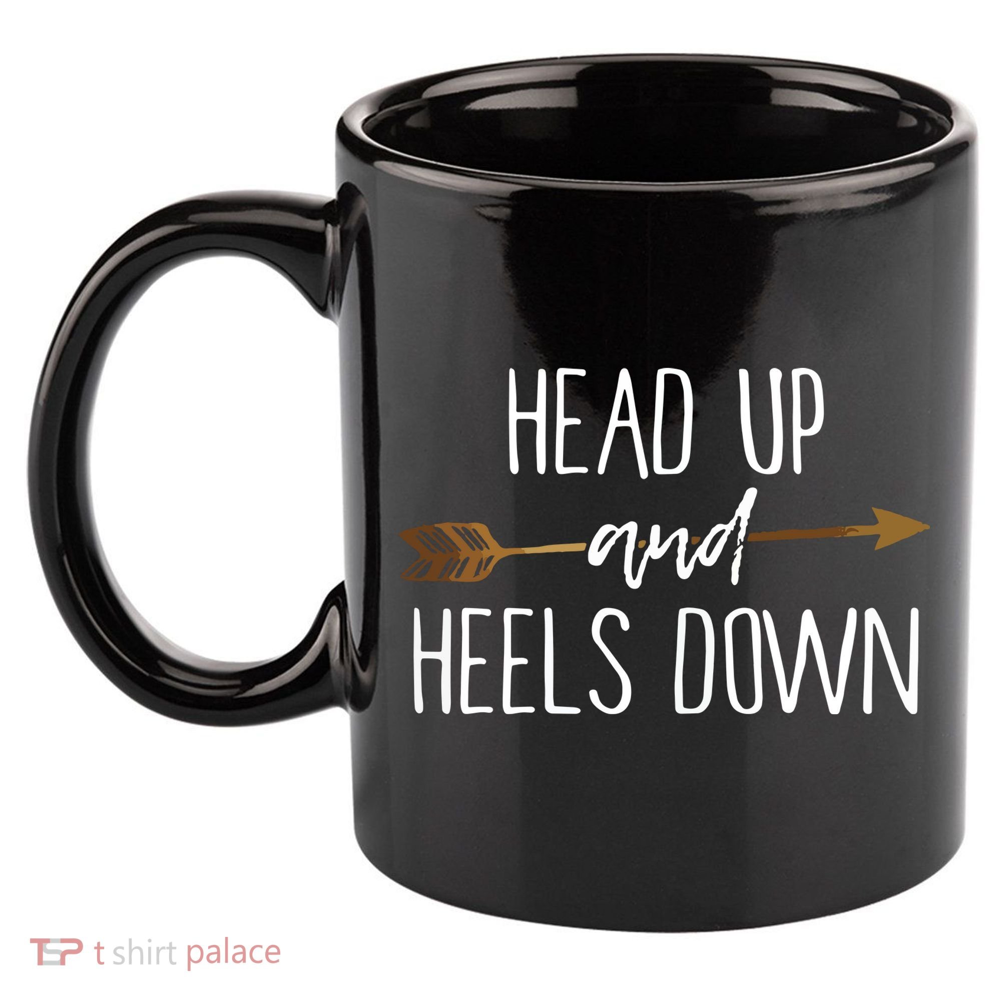 Head Up And Heels Down Shirts Horse Lovers 11oz C Handle Ceramic Mug