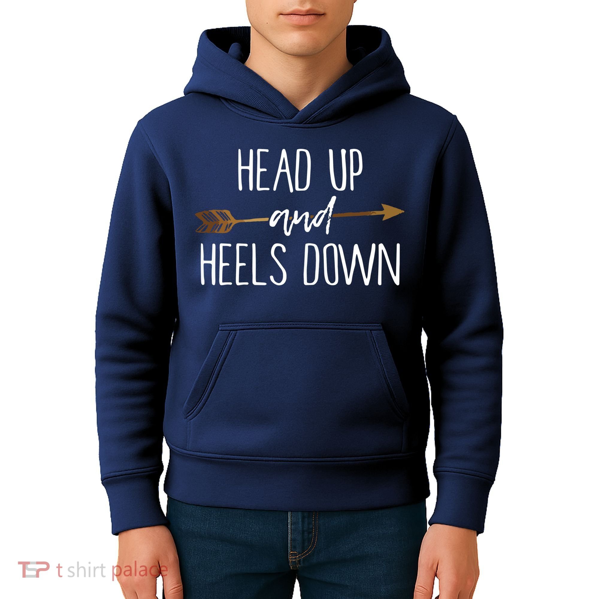 Head Up And Heels Down Shirts Horse Lovers Kids Hoodie