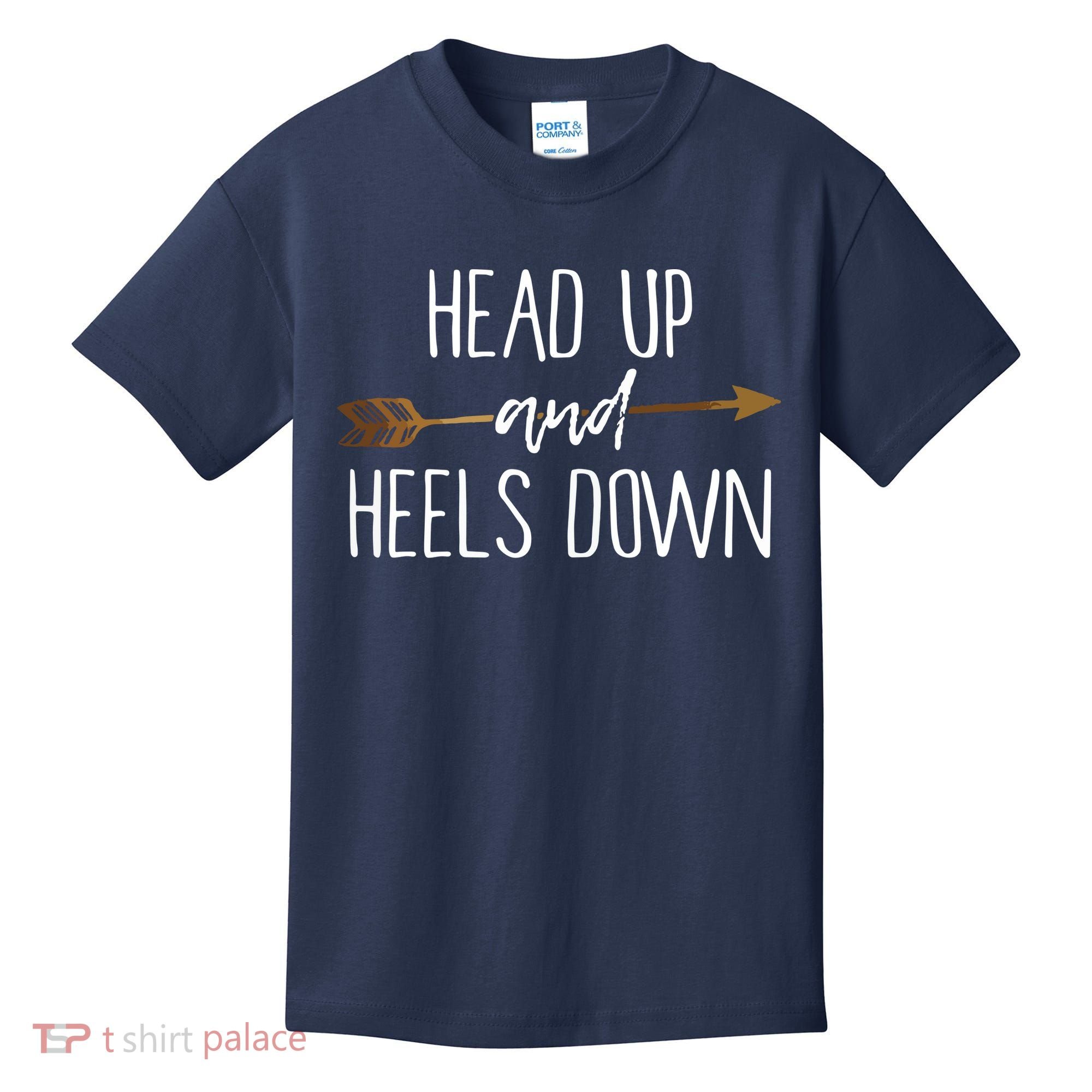 Head Up And Heels Down Shirts Horse Lovers Kids T-Shirt