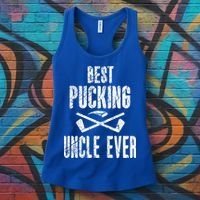 Hockey Uncle Best Pucking Uncle Ever Hockey Fan Cool Gift Women's Tank Top thumb 3