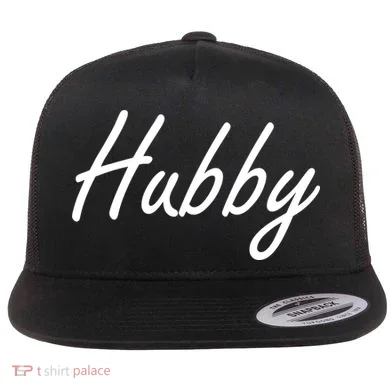 Hubby Funny Couples Flat Bill Trucker Hat
