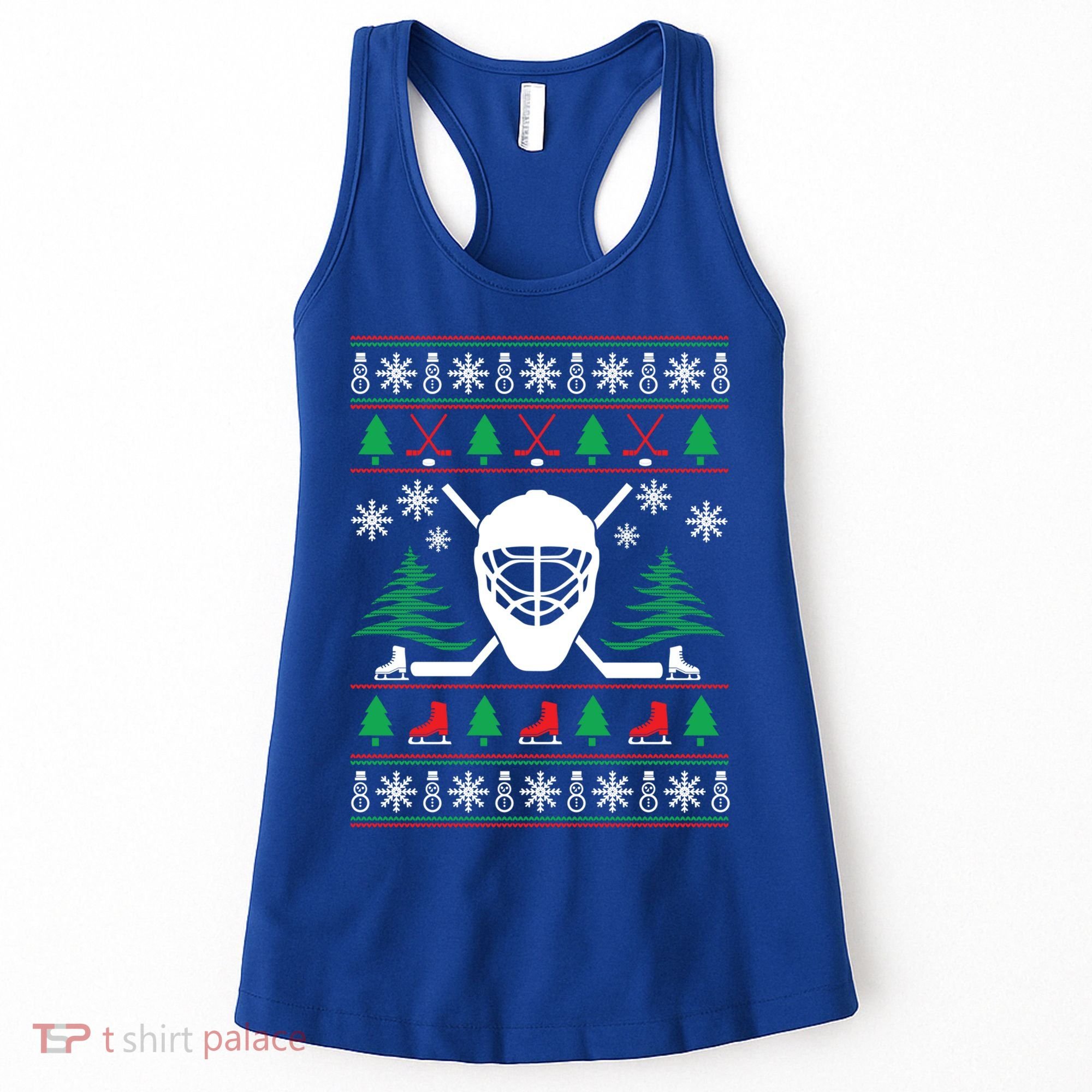 Hockey Ugly Christmas Sweater Funny Hockey Cute Gift Women's Tank Top