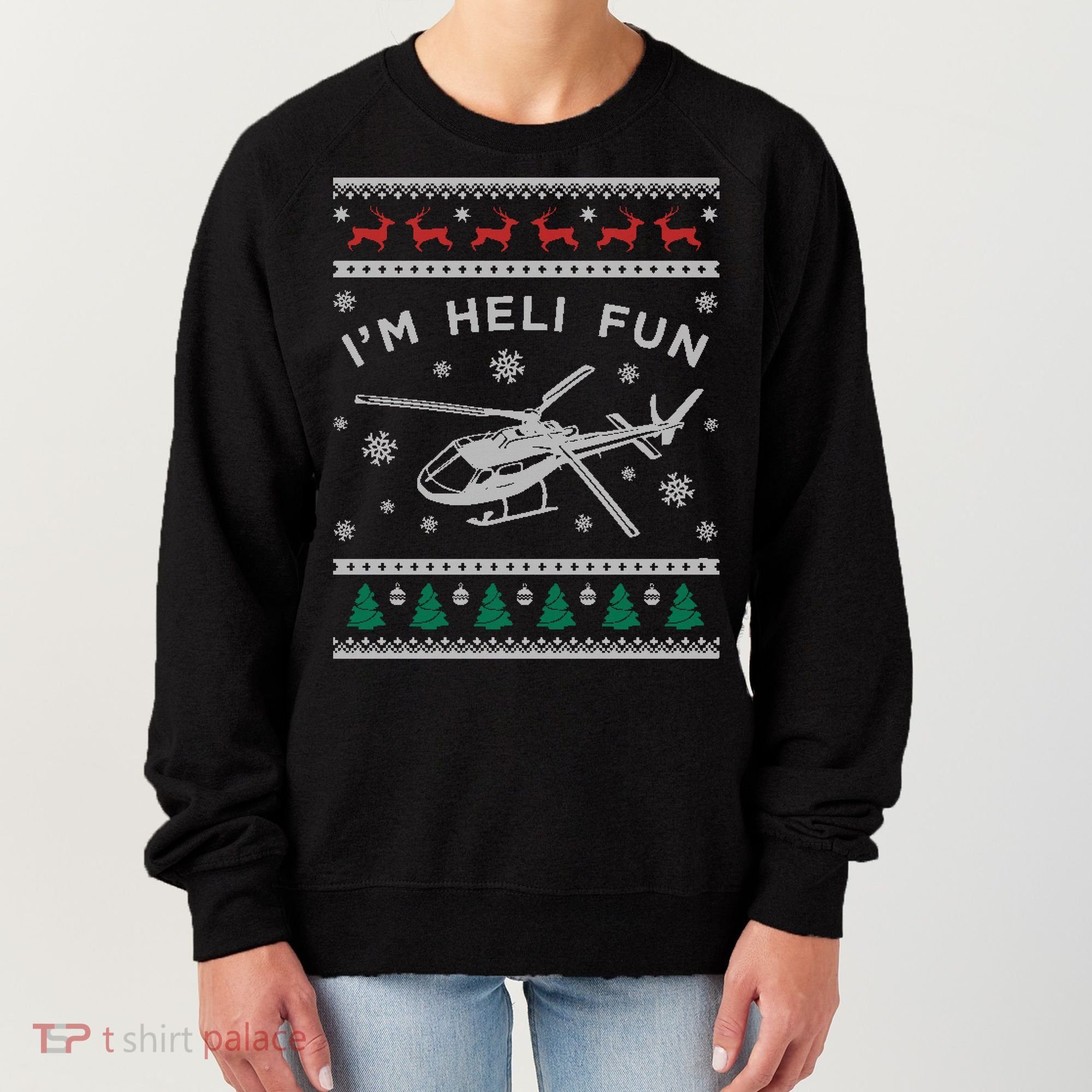 Helicopter Ugly Christmas Great Gift Fun Xmas Heli Gift Women's Sweatshirt