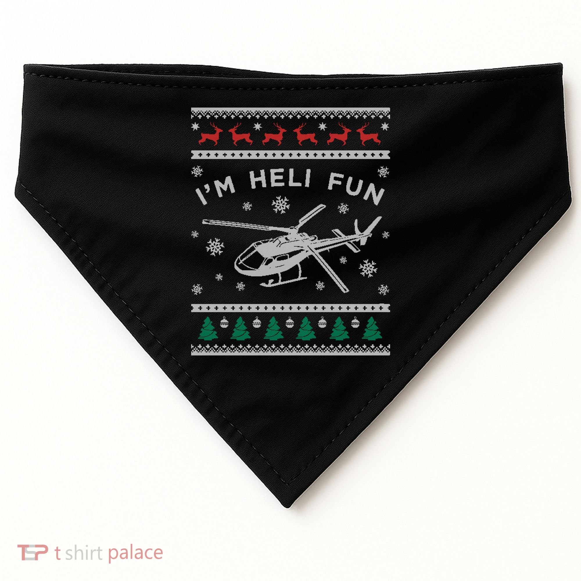 Helicopter Ugly Christmas Great Gift Fun Xmas Heli Gift USA-Made Doggie Bandana