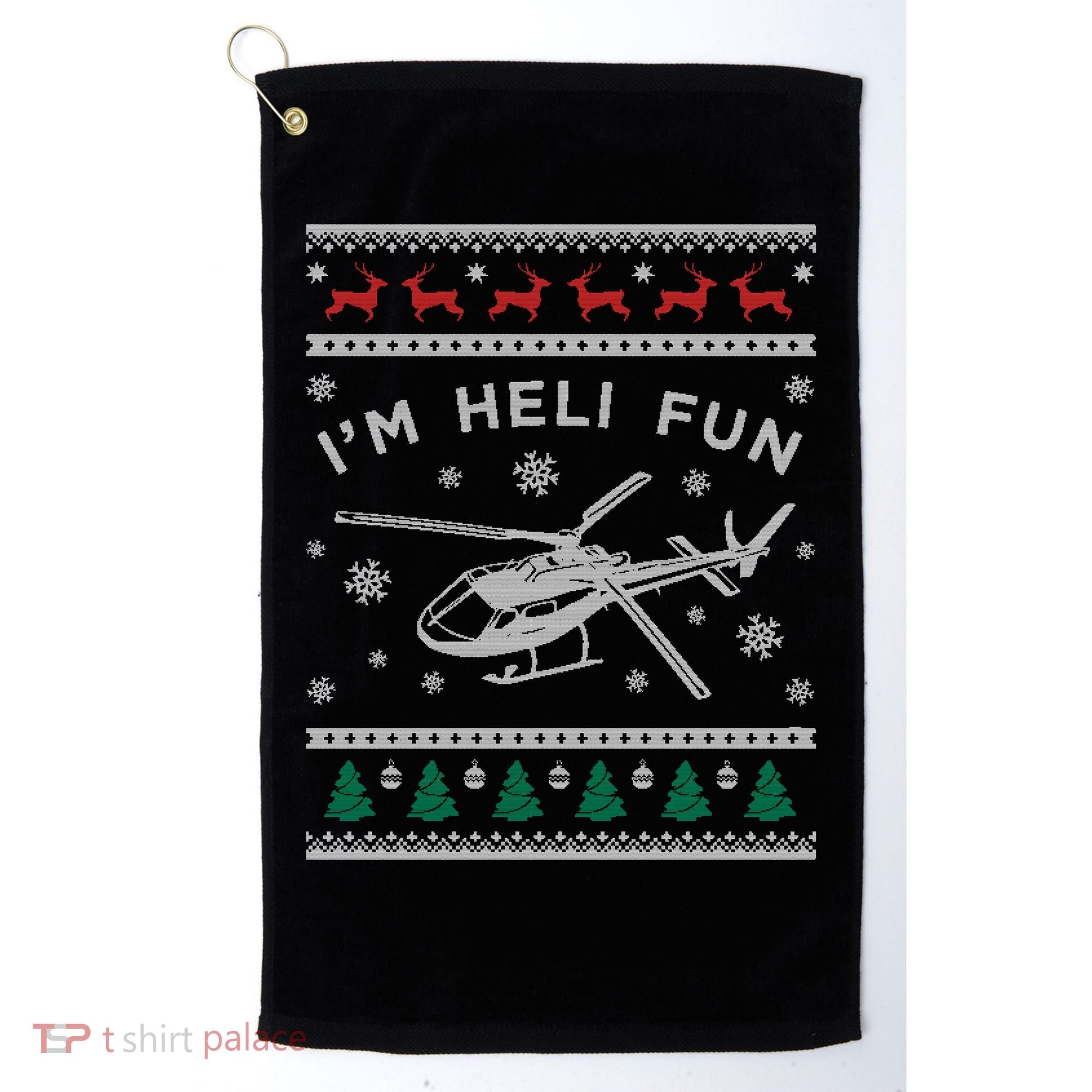 Helicopter Ugly Christmas Great Gift Fun Xmas Heli Gift Golf Towel