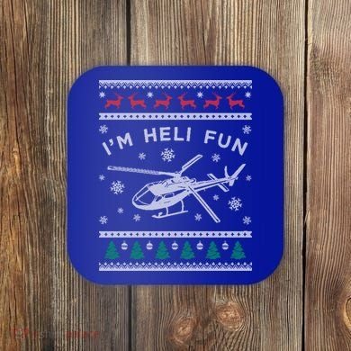 Helicopter Ugly Christmas Great Gift Fun Xmas Heli Gift Coaster