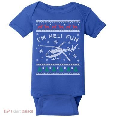 Helicopter Ugly Christmas Great Gift Fun Xmas Heli Gift Baby Bodysuit