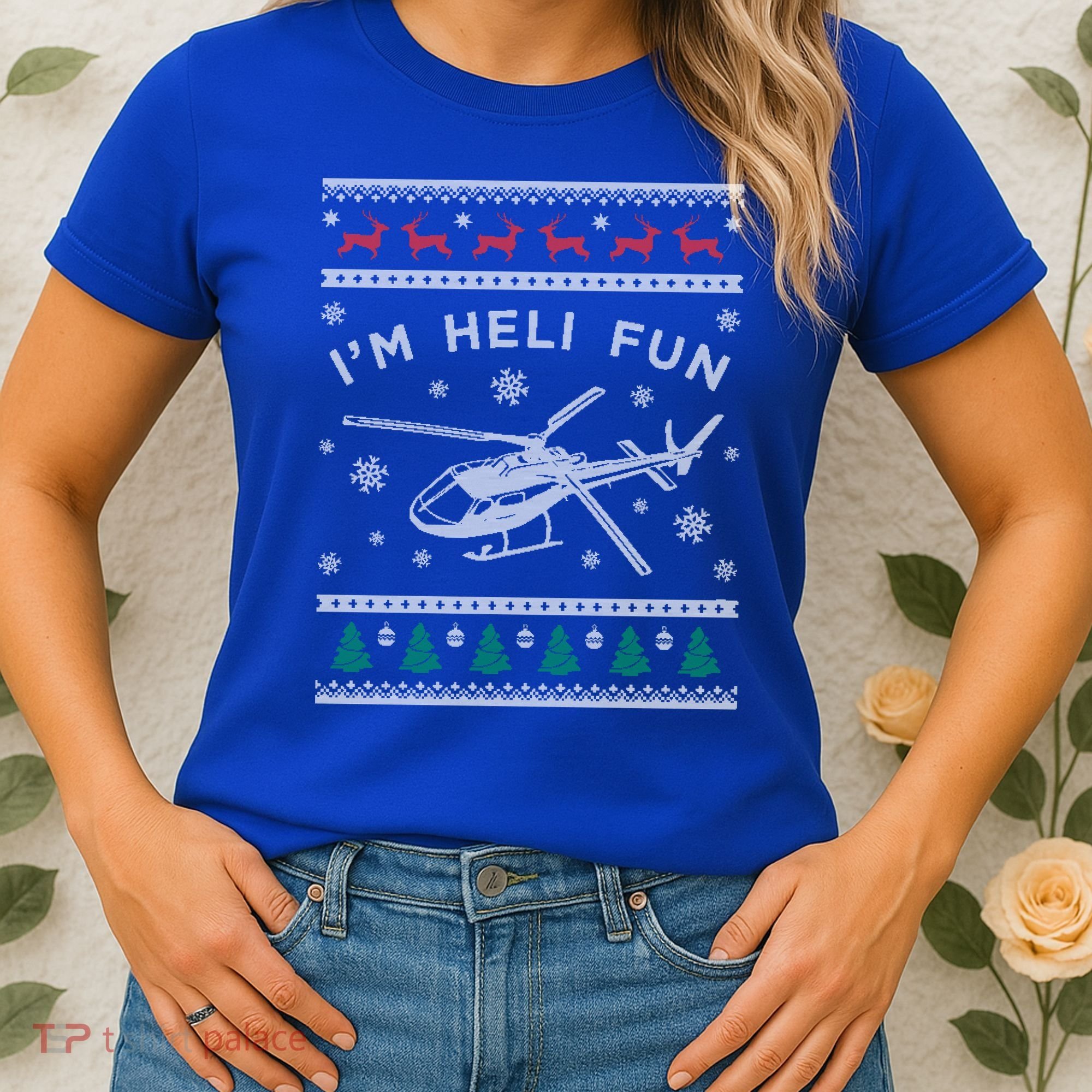 Helicopter Ugly Christmas Great Gift Fun Xmas Heli Gift Women's T-Shirt