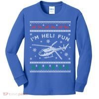 Helicopter Ugly Christmas Great Gift Fun Xmas Heli Gift Kids Long Sleeve Shirt thumb 0