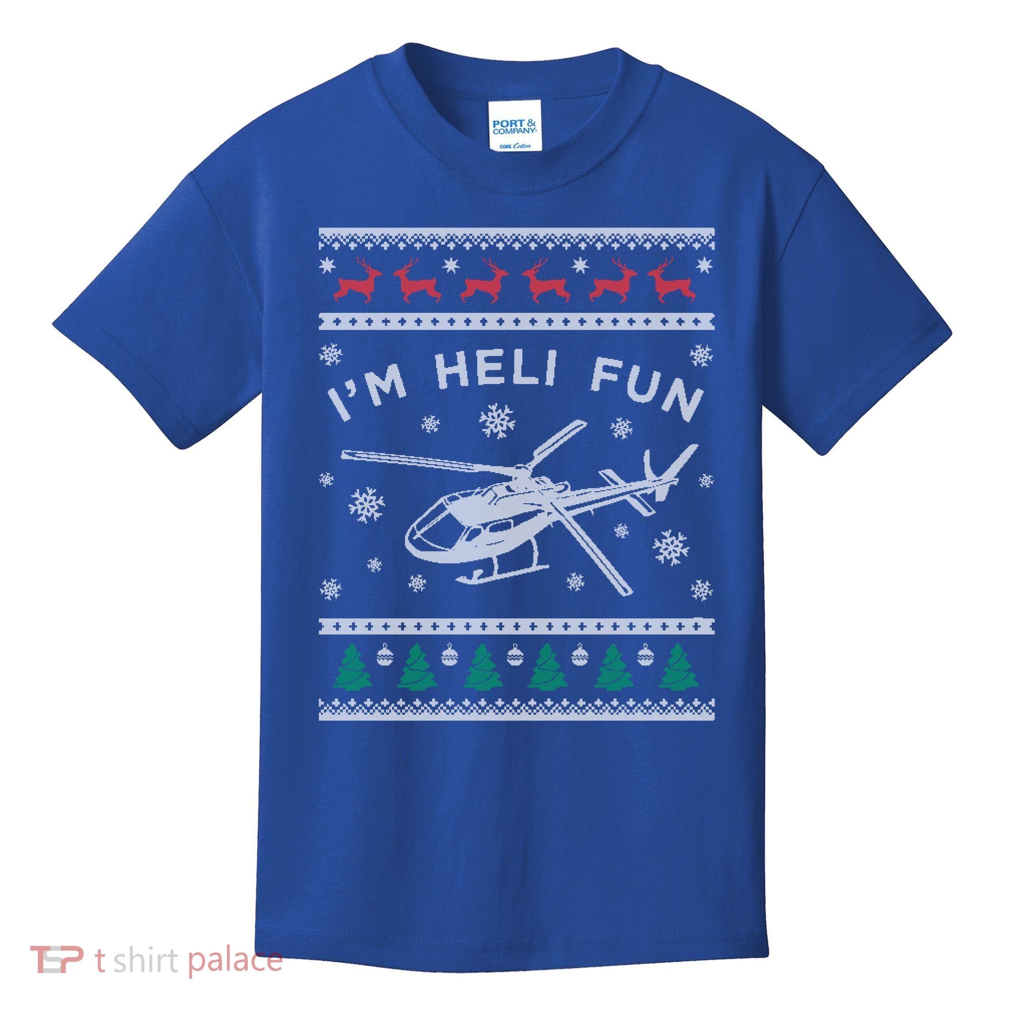 Helicopter Ugly Christmas Great Gift Fun Xmas Heli Gift Kids T-Shirt