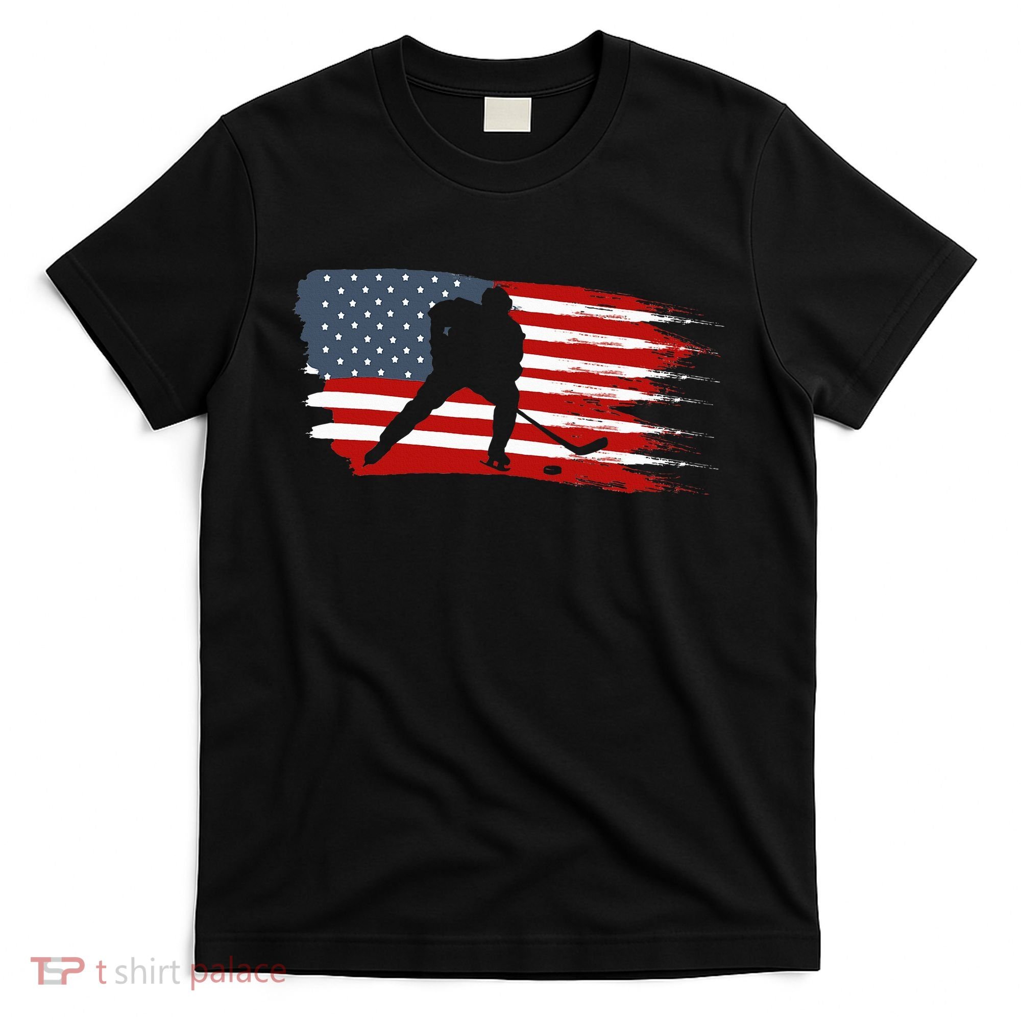 Hockey Usa Flag American Flag Patriotic Ice Hockey T-Shirt