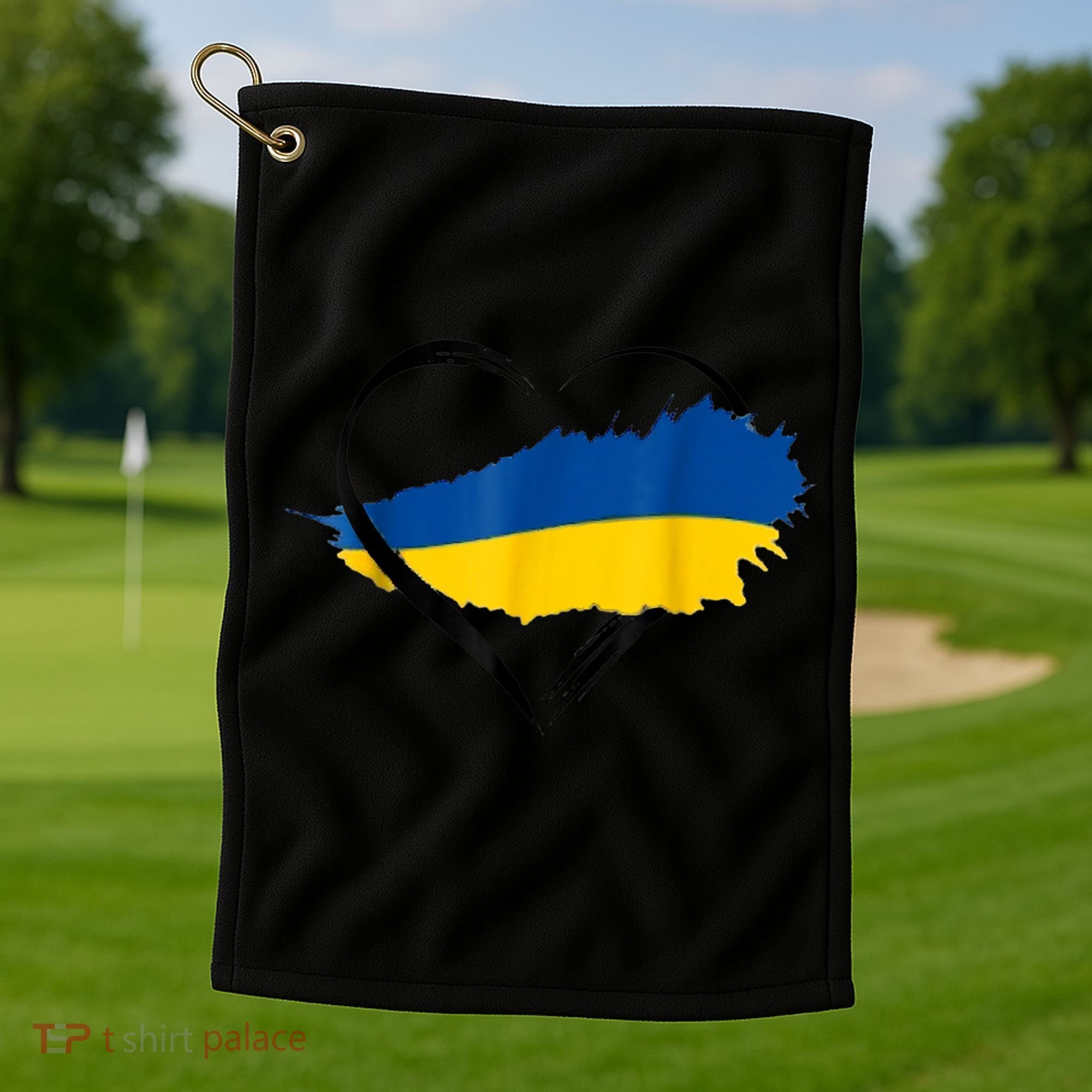 Heart Ukraine I Stand With Ukraine Ukrainian Flag Gift Golf Towel