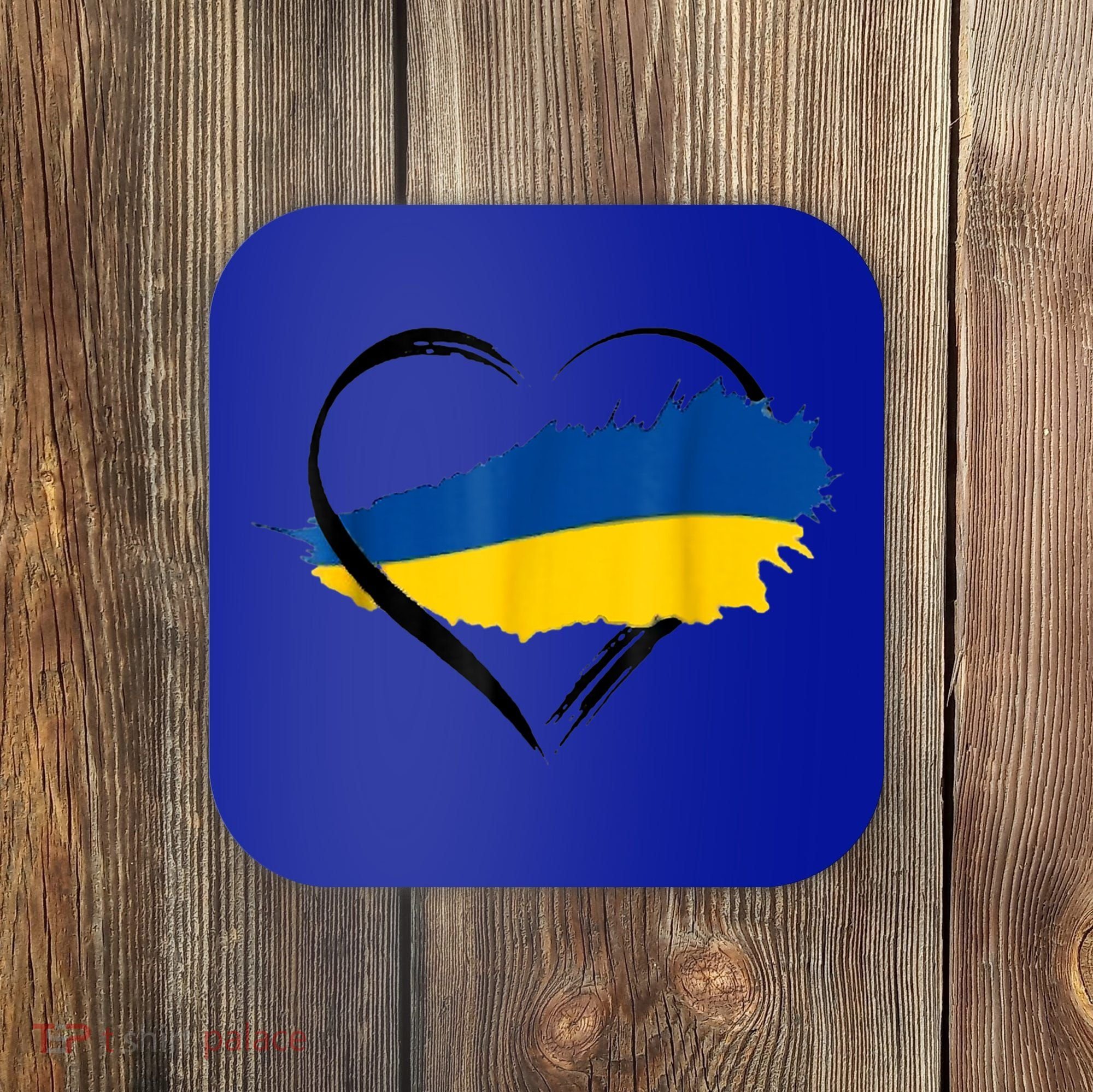 Heart Ukraine I Stand With Ukraine Ukrainian Flag Gift Coaster