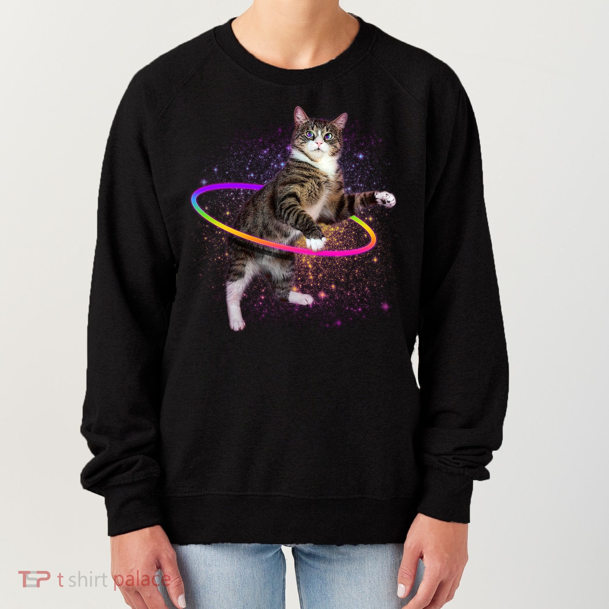 Hula Hoop Galaxy Cat Women's Sweatshirt