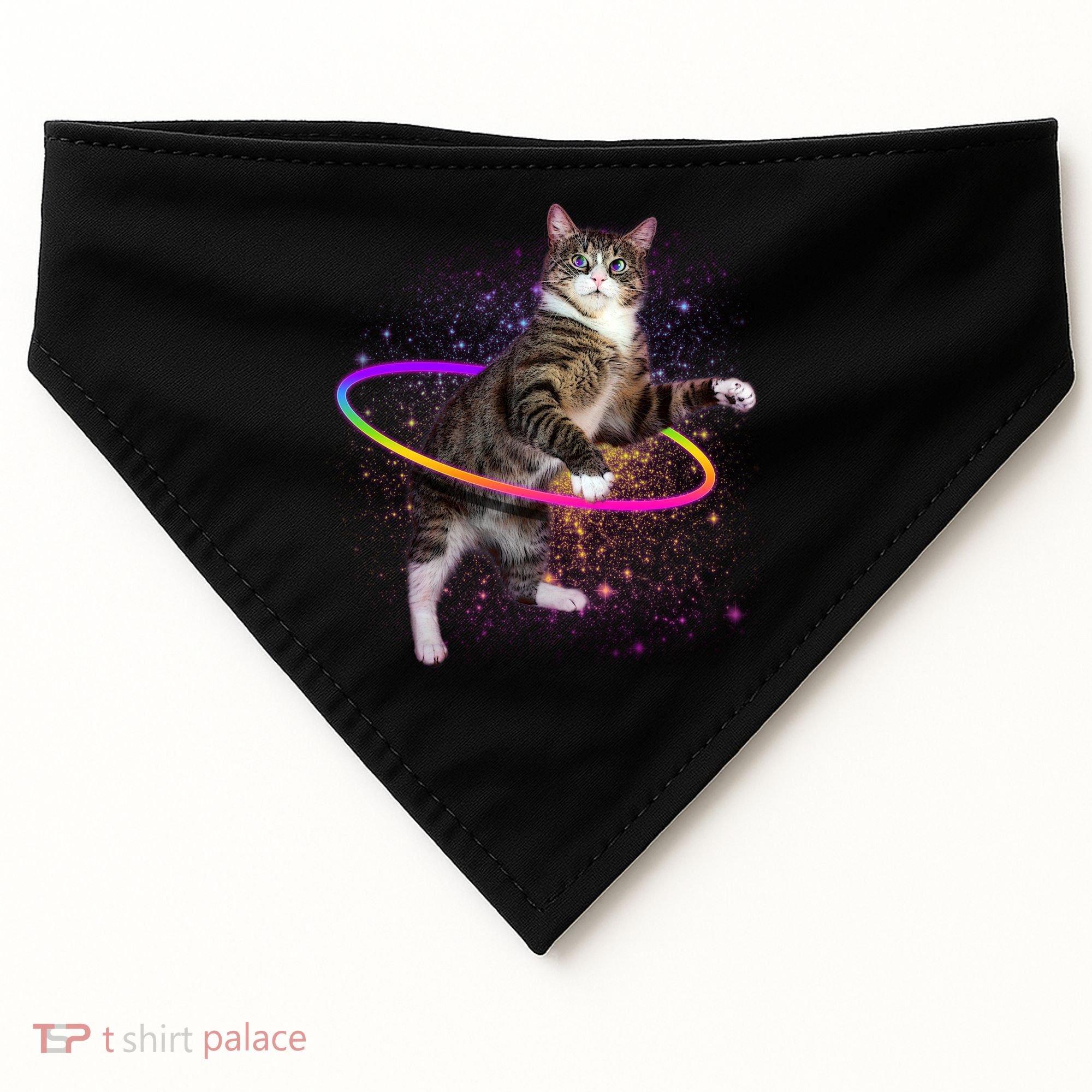 Hula Hoop Galaxy Cat USA-Made Doggie Bandana