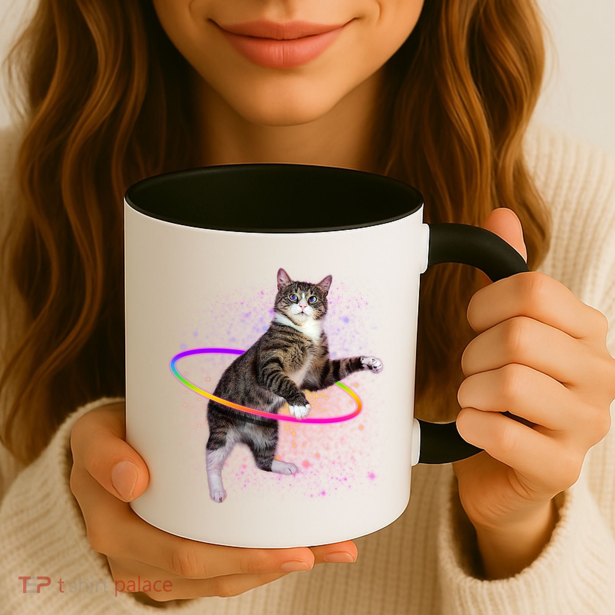 Hula Hoop Galaxy Cat Coffee Mug