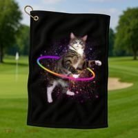 Hula Hoop Galaxy Cat Golf Towel thumb 1