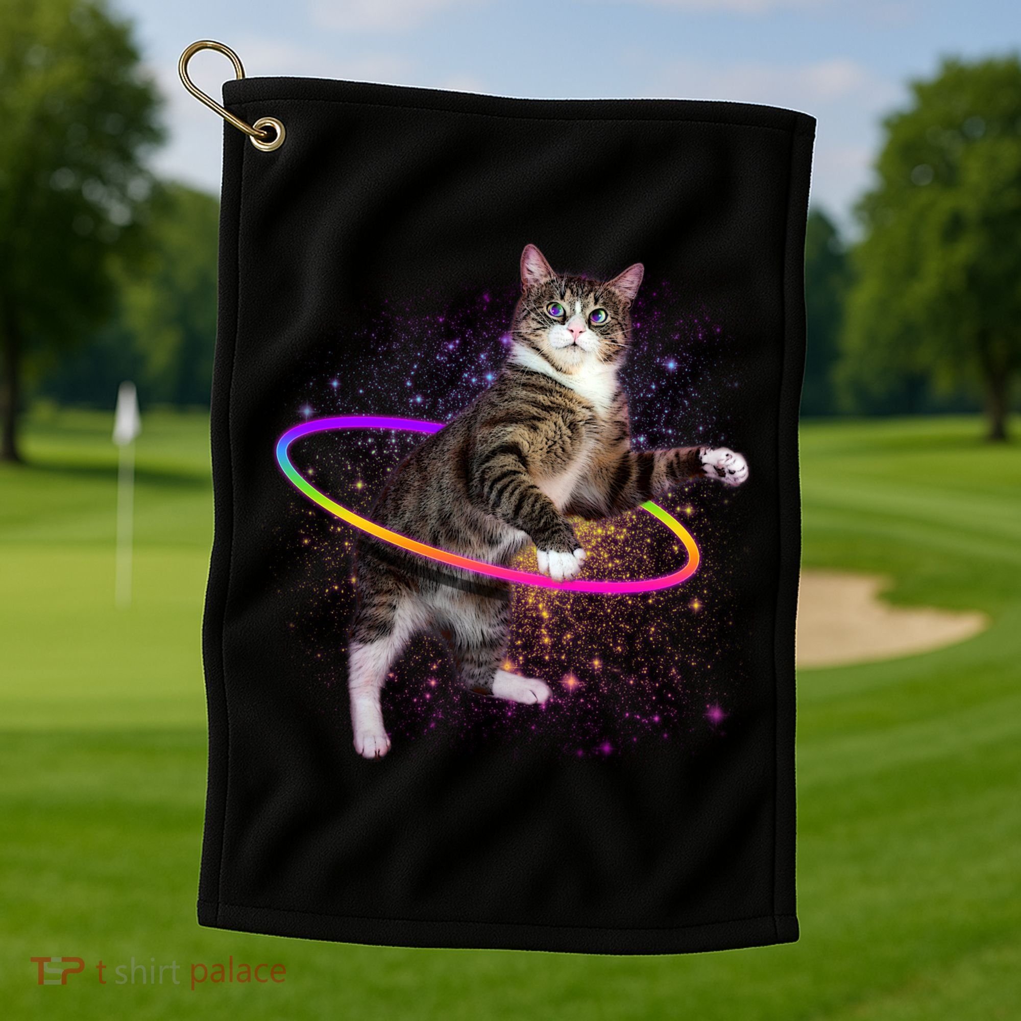 Hula Hoop Galaxy Cat Golf Towel