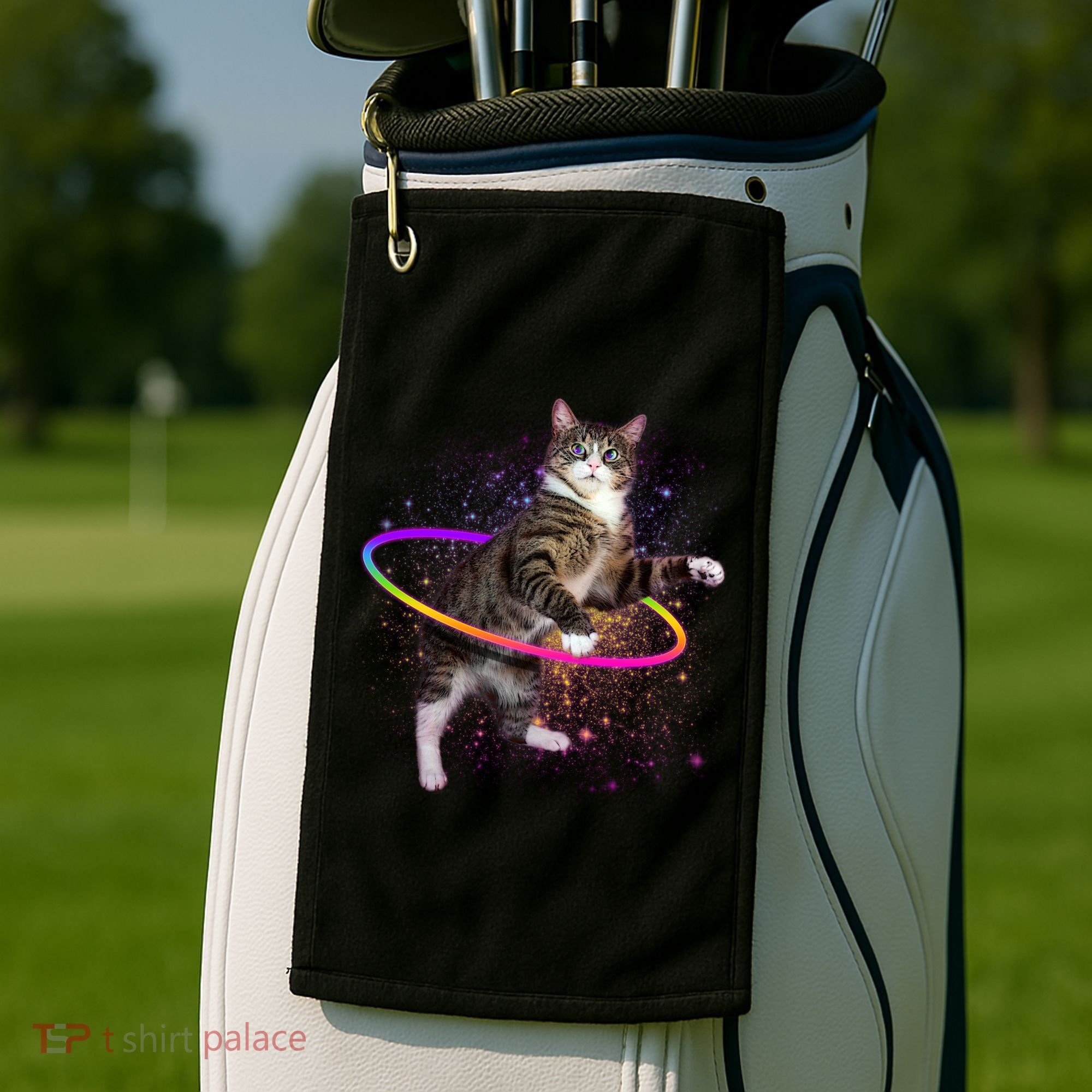 Hula Hoop Galaxy Cat Golf Towel