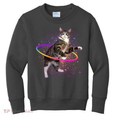 Hula Hoop Galaxy Cat Kids Sweatshirt