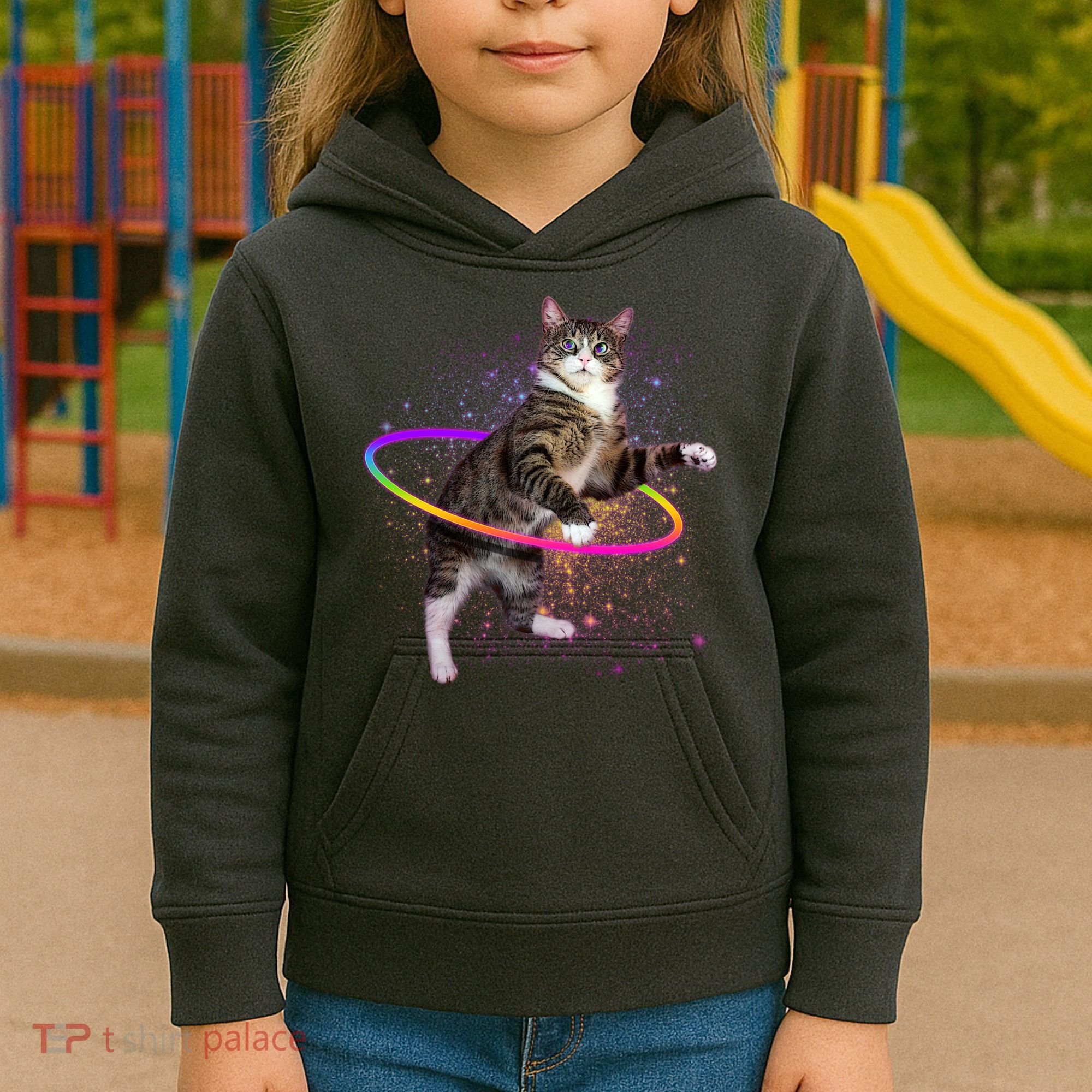 Hula Hoop Galaxy Cat Kids Hoodie