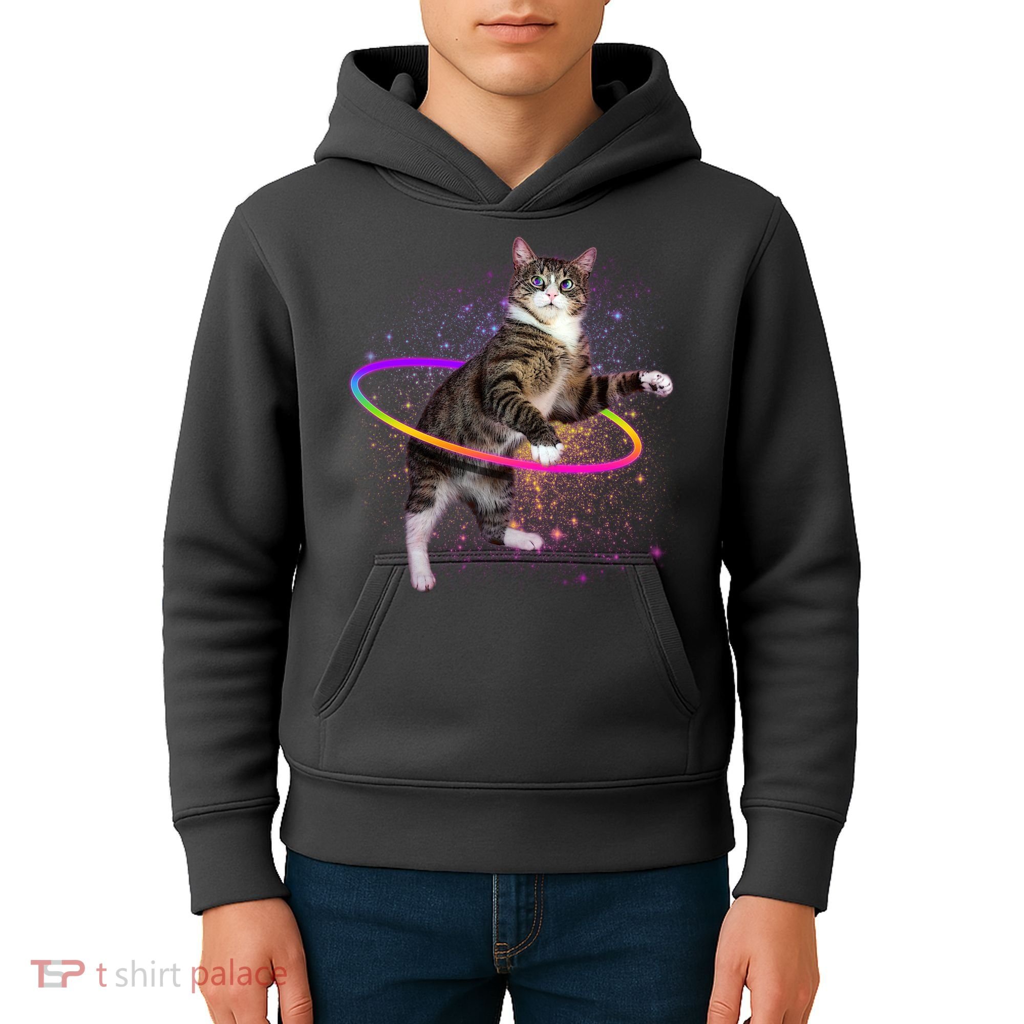 Hula Hoop Galaxy Cat Kids Hoodie