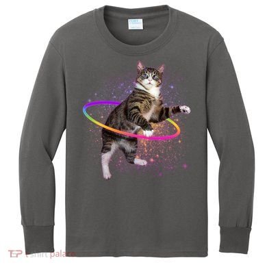 Hula Hoop Galaxy Cat Kids Long Sleeve Shirt
