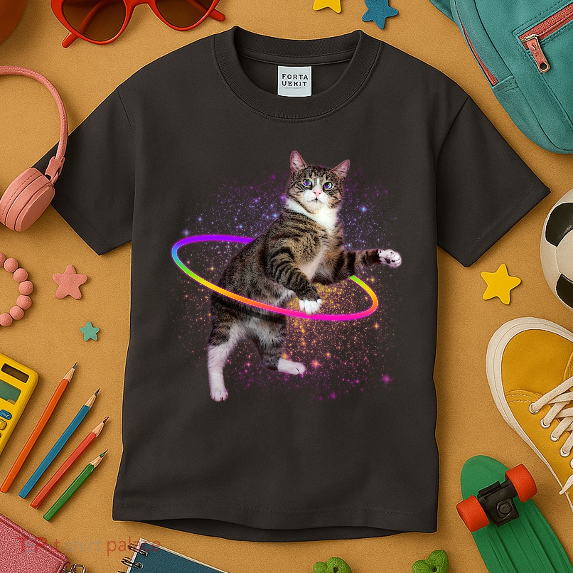 Hula Hoop Galaxy Cat Kids T-Shirt