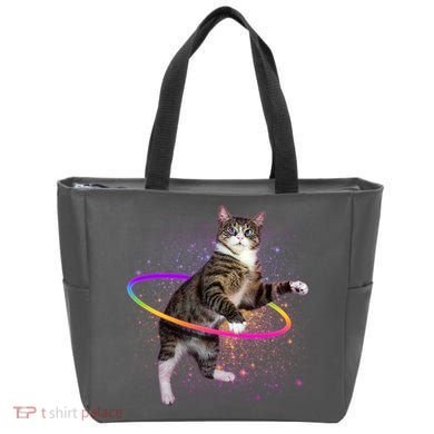 Hula Hoop Galaxy Cat Tote Bag