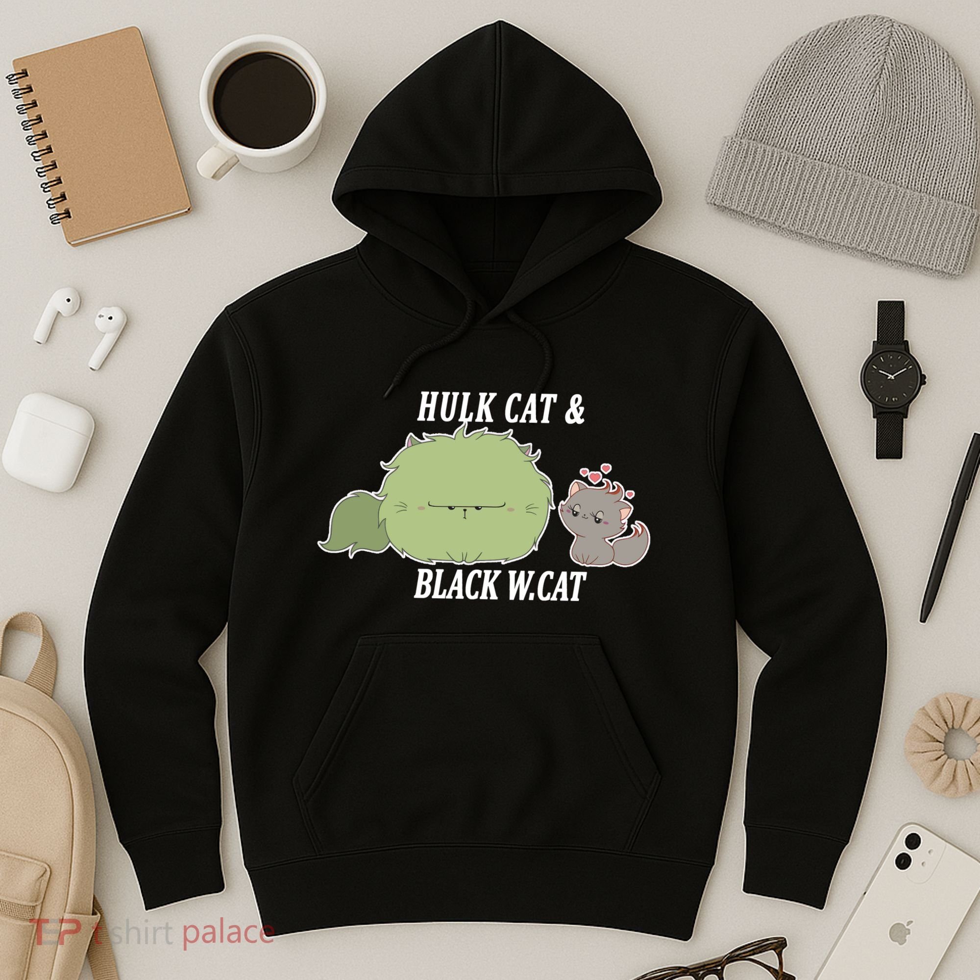 Hulk Cat Black W. Cat Hoodie