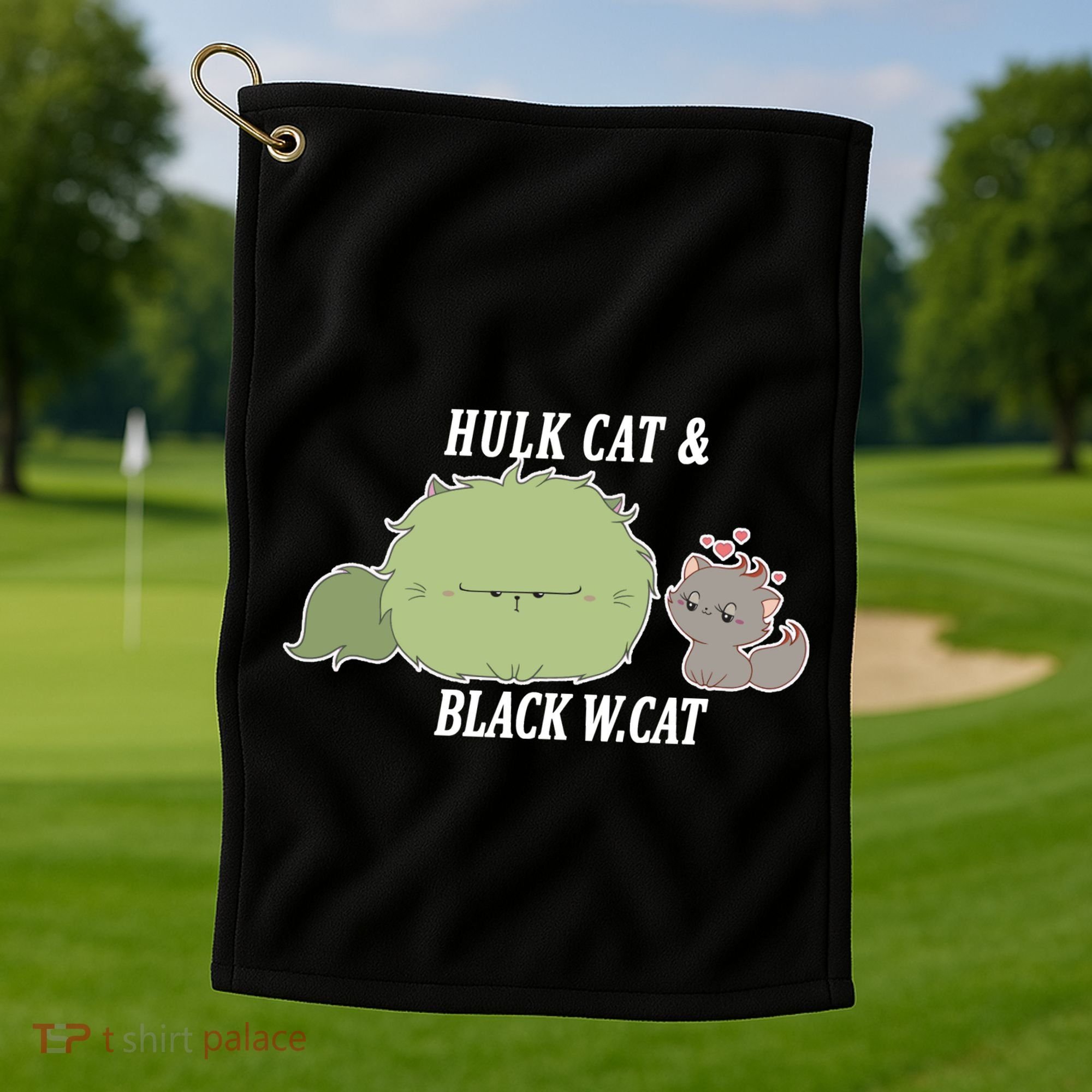 Hulk Cat Black W. Cat Golf Towel