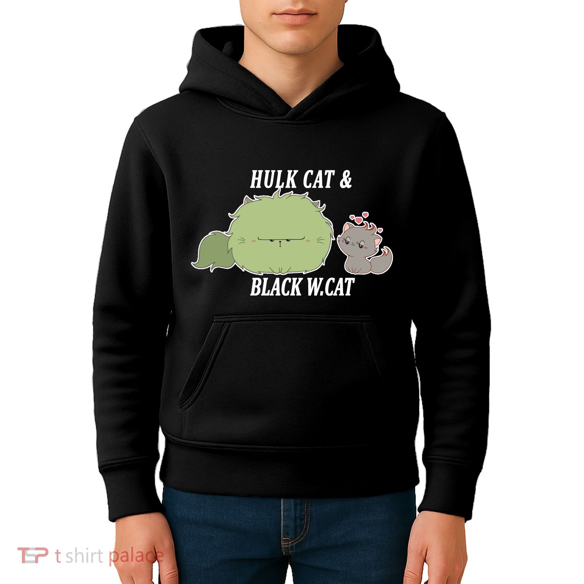 Hulk Cat Black W. Cat Kids Hoodie