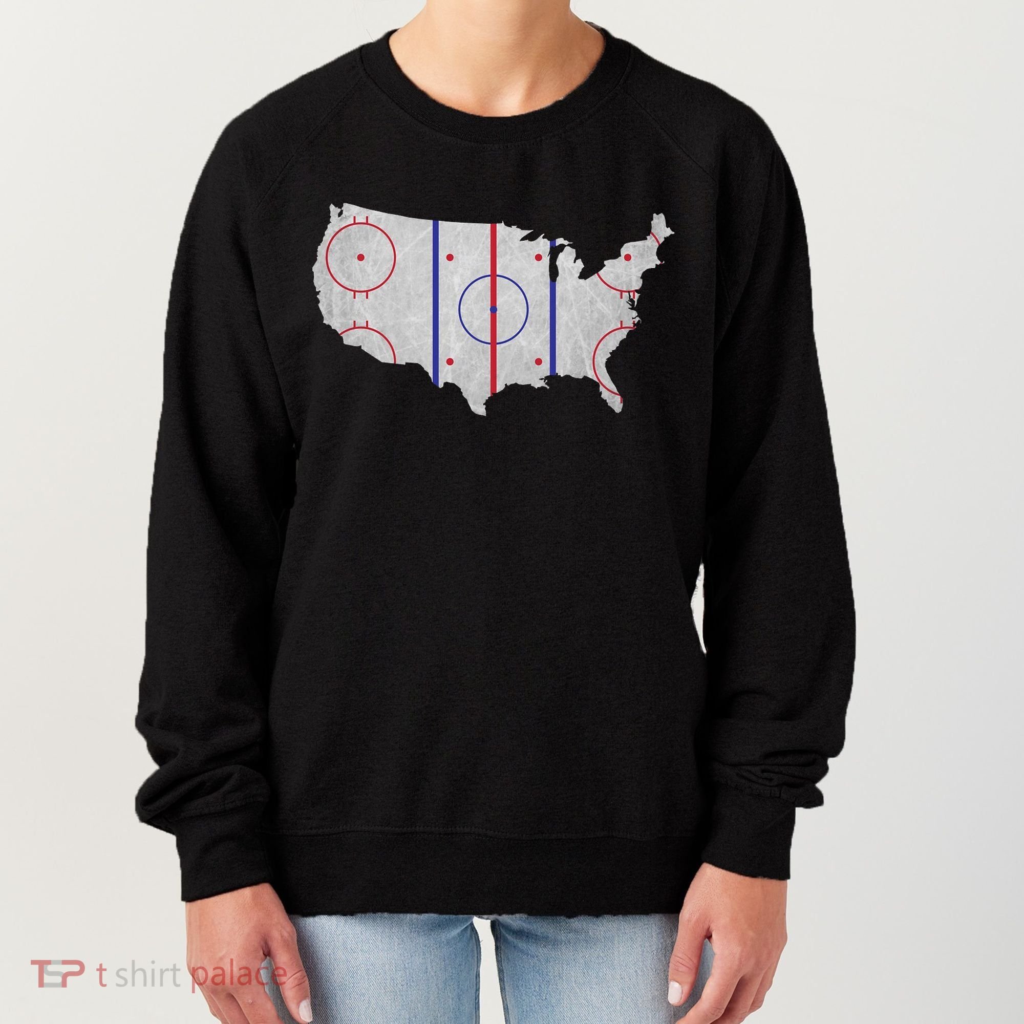 Hockey USA Map Women's Sweatshirt