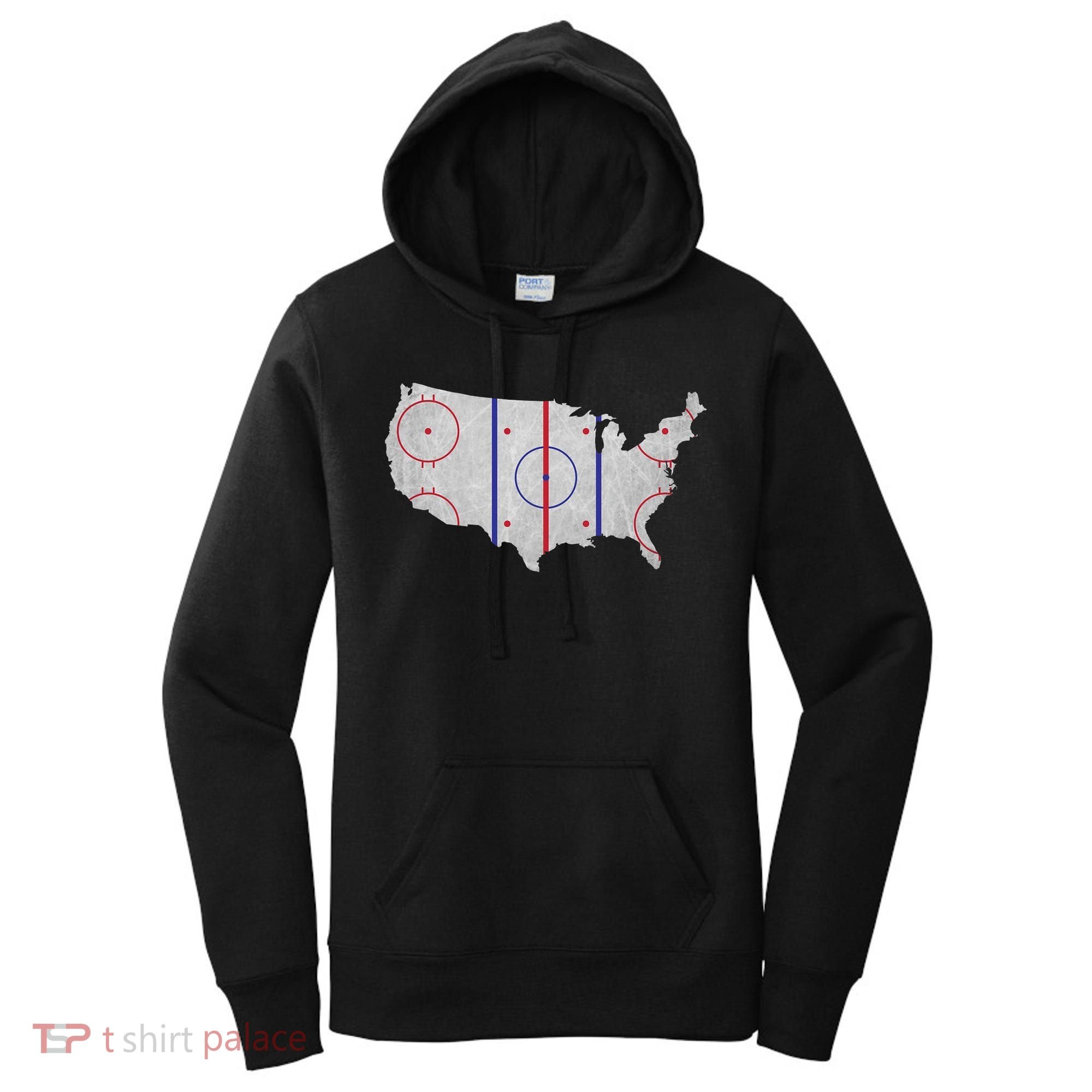 Hockey USA Map Women's Hoodie