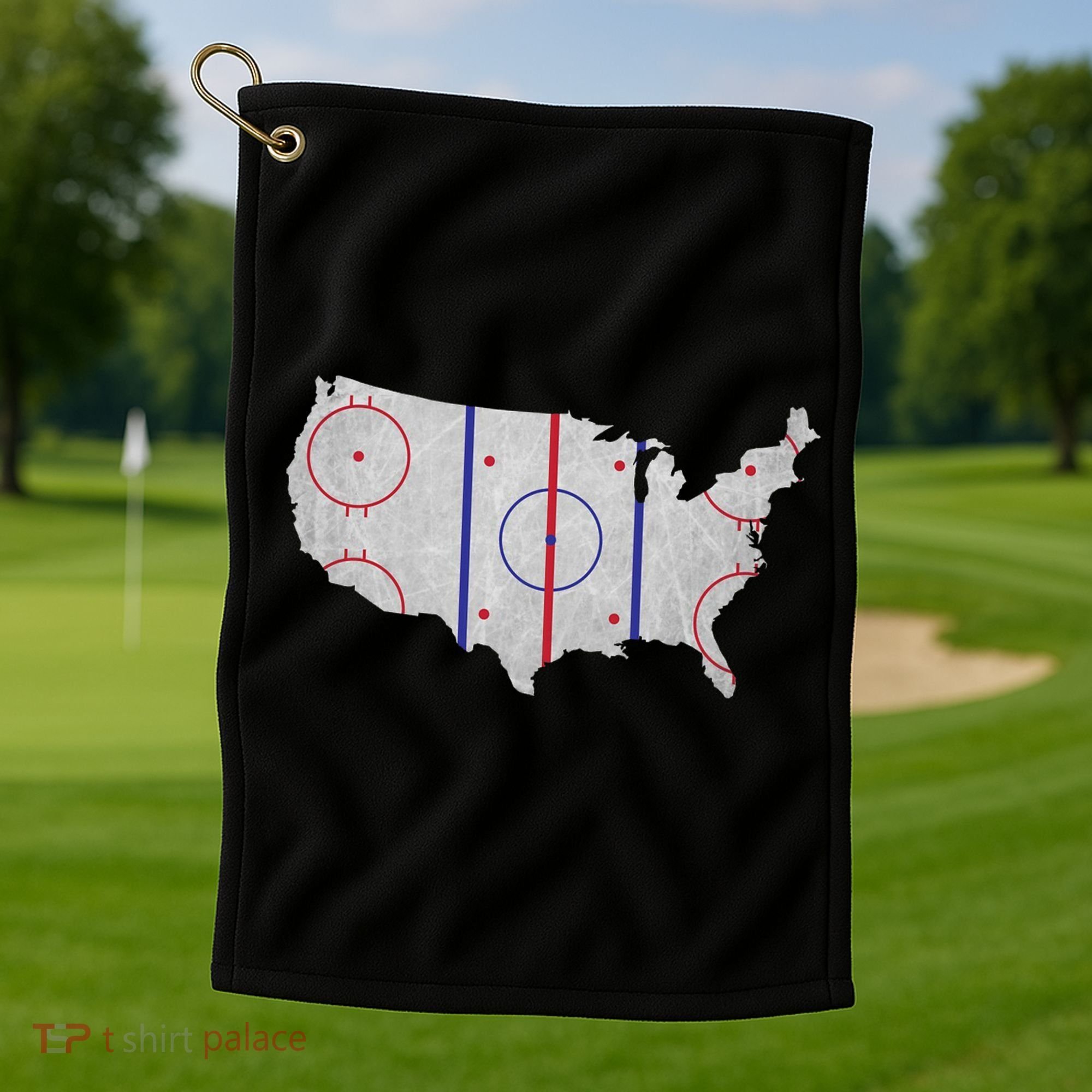 Hockey USA Map Golf Towel
