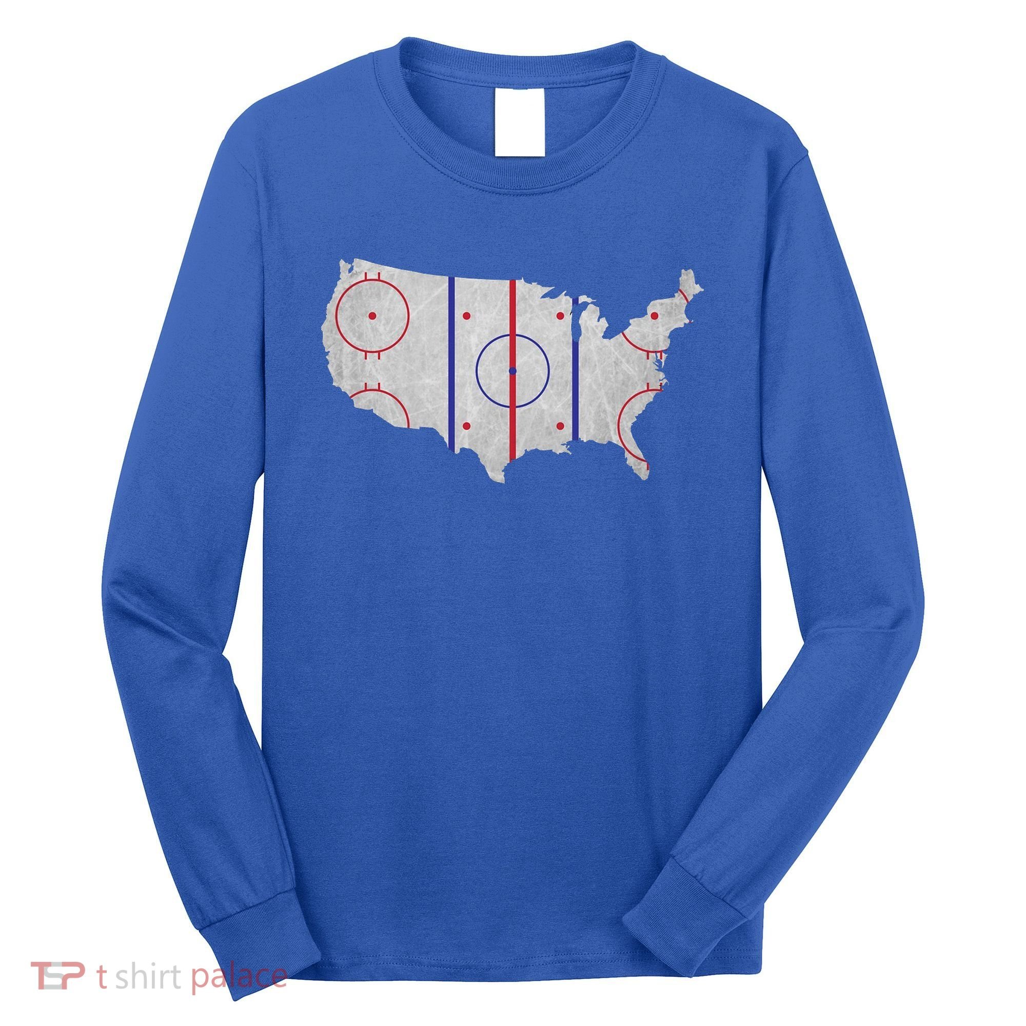 Hockey USA Map Long Sleeve Shirt